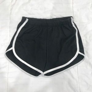 Black cotton shorts with white detail